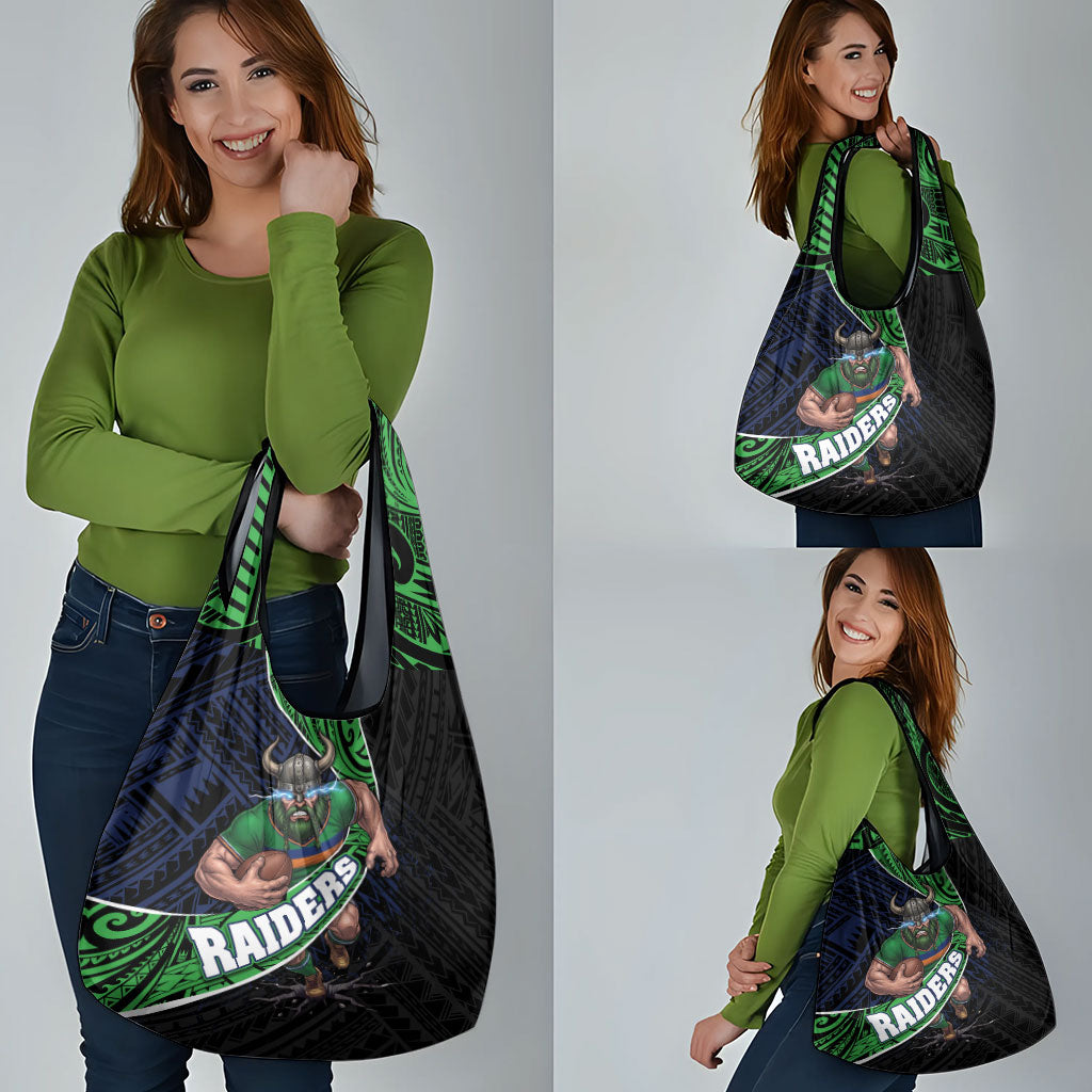 Canberra Raiders Rugby Grocery Bag Tribal Polynesian Power Art - Lightning Mascot