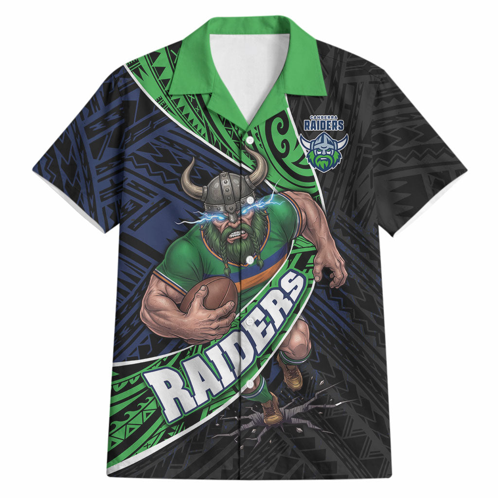 Canberra Raiders Rugby Hawaiian Shirt Tribal Polynesian Power Art - Lightning Mascot