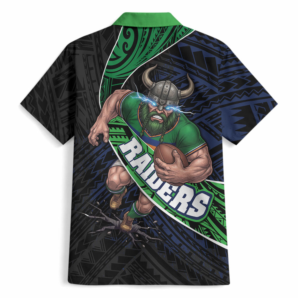 Canberra Raiders Rugby Hawaiian Shirt Tribal Polynesian Power Art - Lightning Mascot
