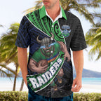 Canberra Raiders Rugby Hawaiian Shirt Tribal Polynesian Power Art - Lightning Mascot
