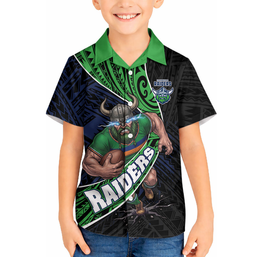 Canberra Raiders Rugby Hawaiian Shirt Tribal Polynesian Power Art - Lightning Mascot