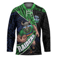 Canberra Raiders Rugby Hockey Jersey Tribal Polynesian Power Art - Lightning Mascot