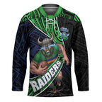 Canberra Raiders Rugby Hockey Jersey Tribal Polynesian Power Art - Lightning Mascot