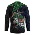 Canberra Raiders Rugby Hockey Jersey Tribal Polynesian Power Art - Lightning Mascot
