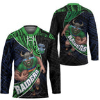 Canberra Raiders Rugby Hockey Jersey Tribal Polynesian Power Art - Lightning Mascot