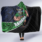 Canberra Raiders Rugby Hooded Blanket Tribal Polynesian Power Art - Lightning Mascot