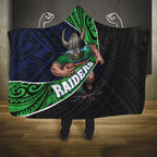 Canberra Raiders Rugby Hooded Blanket Tribal Polynesian Power Art - Lightning Mascot