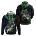 Canberra Raiders Rugby Hoodie Tribal Polynesian Power Art - Lightning Mascot