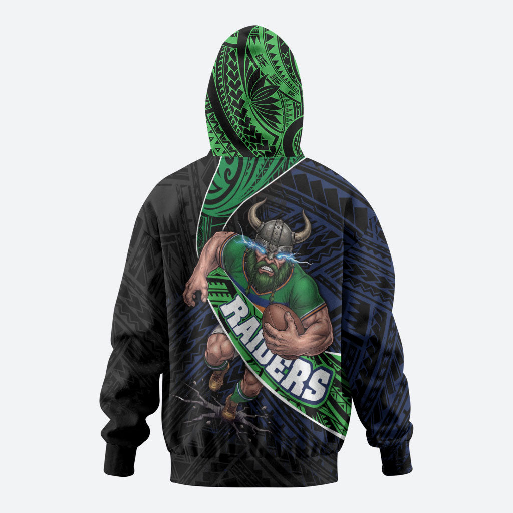 Canberra Raiders Rugby Hoodie Tribal Polynesian Power Art - Lightning Mascot