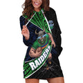 Canberra Raiders Rugby Hoodie Dress Tribal Polynesian Power Art - Lightning Mascot