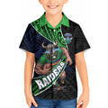 Canberra Raiders Rugby Kid Hawaiian Shirt Tribal Polynesian Power Art - Lightning Mascot