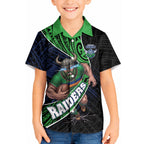 Canberra Raiders Rugby Kid Hawaiian Shirt Tribal Polynesian Power Art - Lightning Mascot