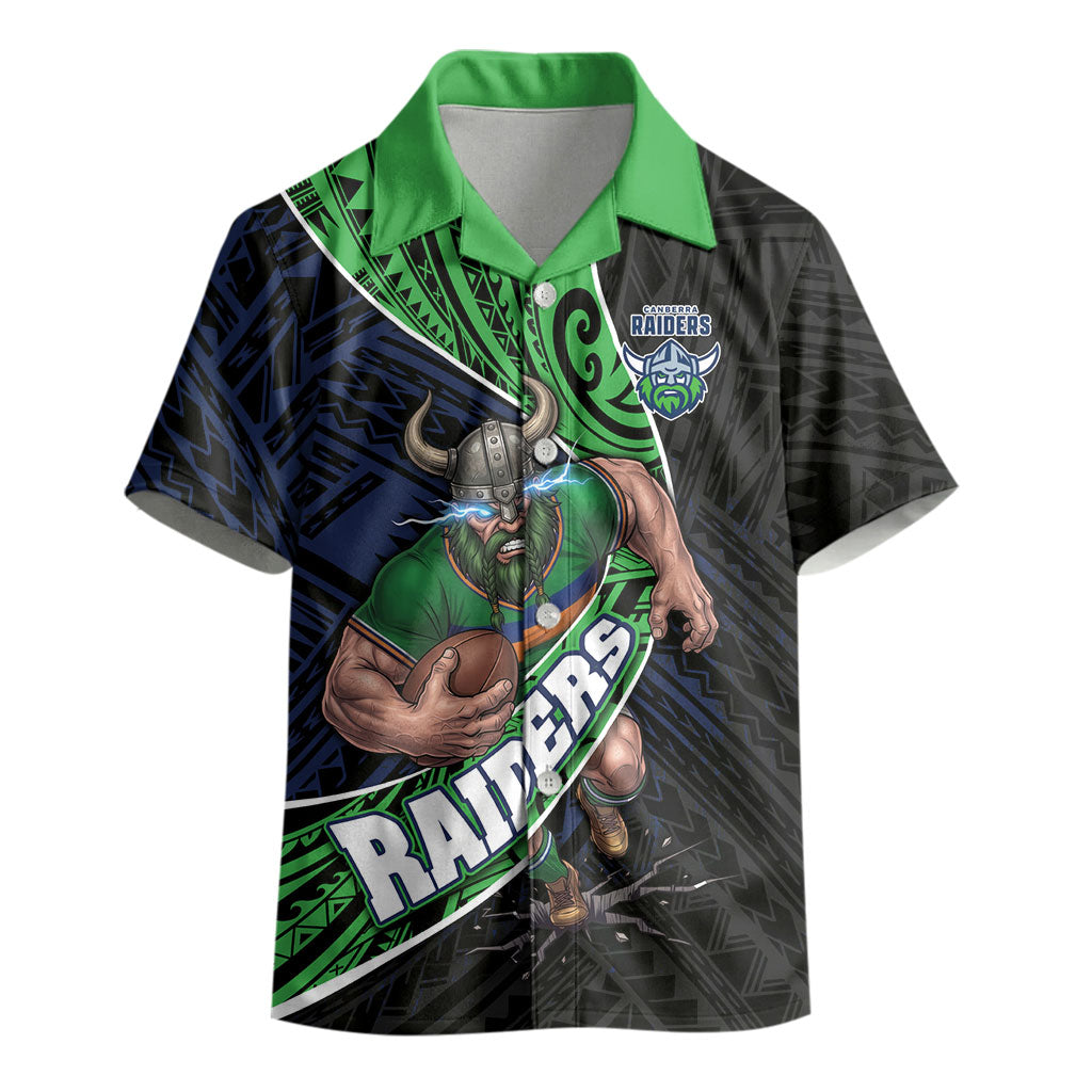 Canberra Raiders Rugby Kid Hawaiian Shirt Tribal Polynesian Power Art - Lightning Mascot