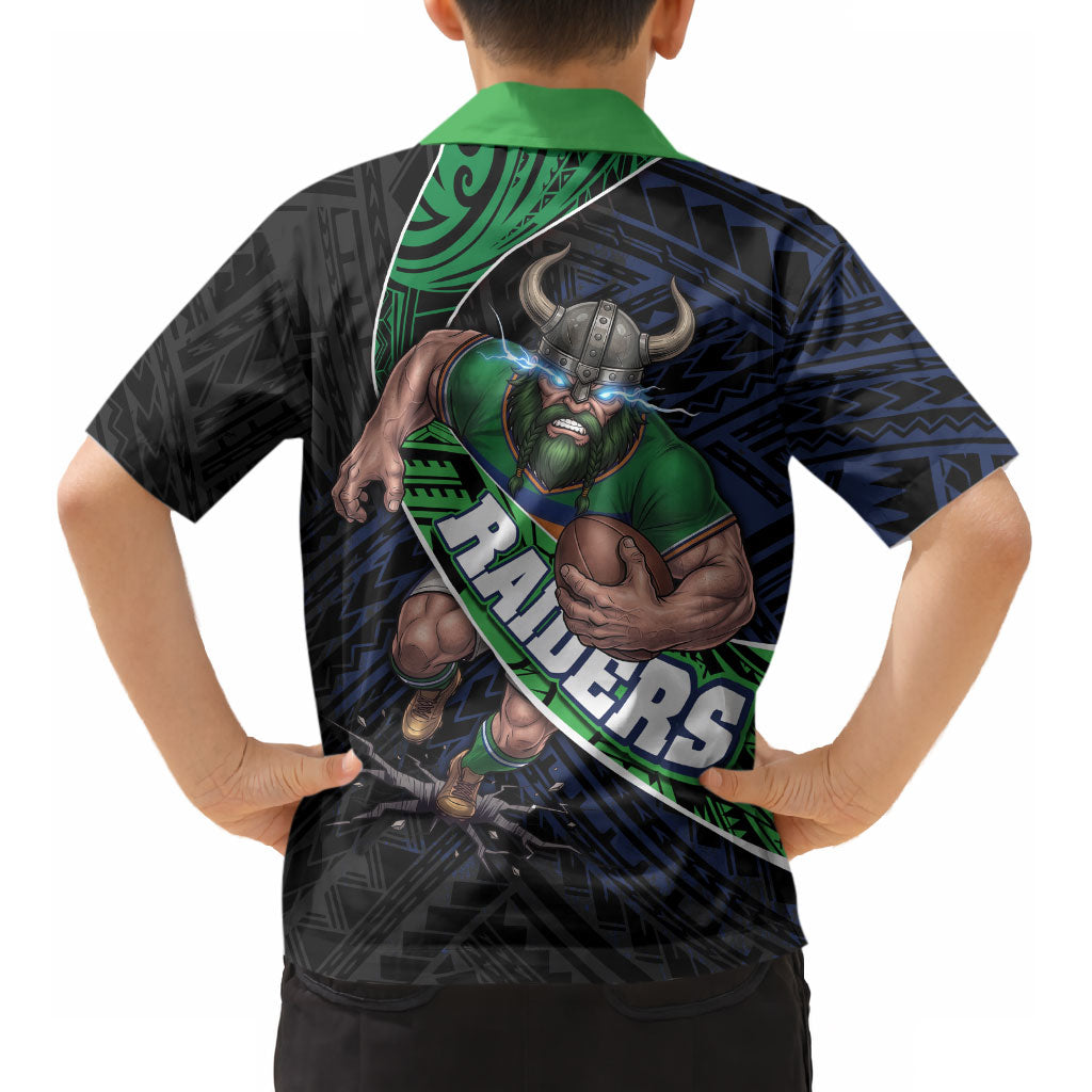 Canberra Raiders Rugby Kid Hawaiian Shirt Tribal Polynesian Power Art - Lightning Mascot