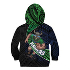 Canberra Raiders Rugby Kid Hoodie Tribal Polynesian Power Art - Lightning Mascot