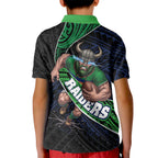 Canberra Raiders Rugby Kid Polo Shirt Tribal Polynesian Power Art - Lightning Mascot