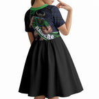 Canberra Raiders Rugby Kid Short Sleeve Dress Tribal Polynesian Power Art - Lightning Mascot