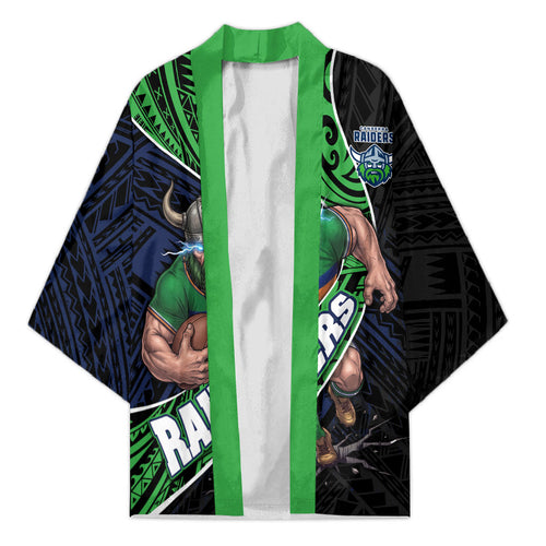 Canberra Raiders Rugby Kimono Tribal Polynesian Power Art - Lightning Mascot