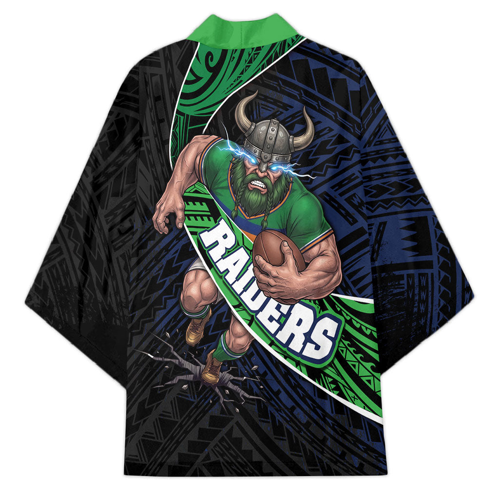 Canberra Raiders Rugby Kimono Tribal Polynesian Power Art - Lightning Mascot