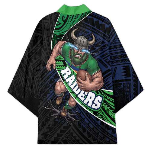 Canberra Raiders Rugby Kimono Tribal Polynesian Power Art - Lightning Mascot