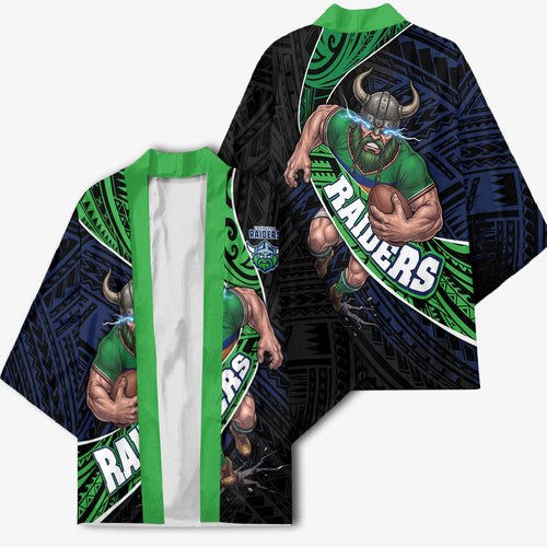 Canberra Raiders Rugby Kimono Tribal Polynesian Power Art - Lightning Mascot