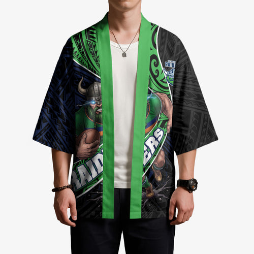 Canberra Raiders Rugby Kimono Tribal Polynesian Power Art - Lightning Mascot