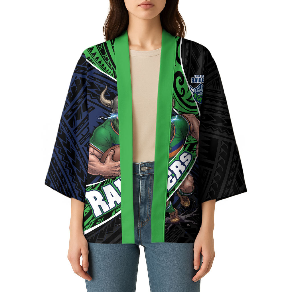 Canberra Raiders Rugby Kimono Tribal Polynesian Power Art - Lightning Mascot