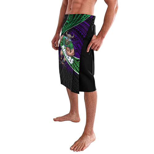 Canberra Raiders Rugby Lavalava Tribal Polynesian Power Art - Lightning Mascot