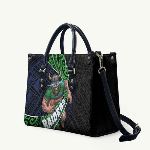 Canberra Raiders Rugby Leather Bag Tribal Polynesian Power Art - Lightning Mascot