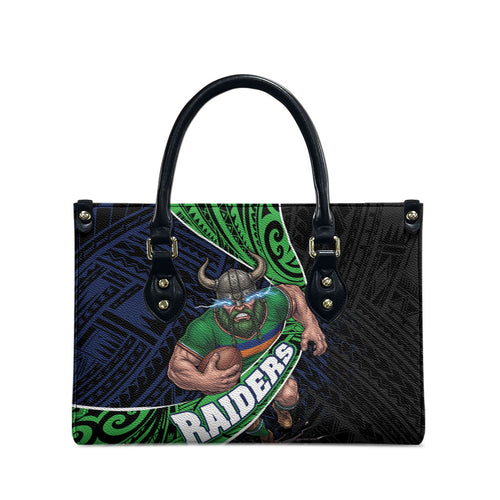Canberra Raiders Rugby Leather Bag Tribal Polynesian Power Art - Lightning Mascot