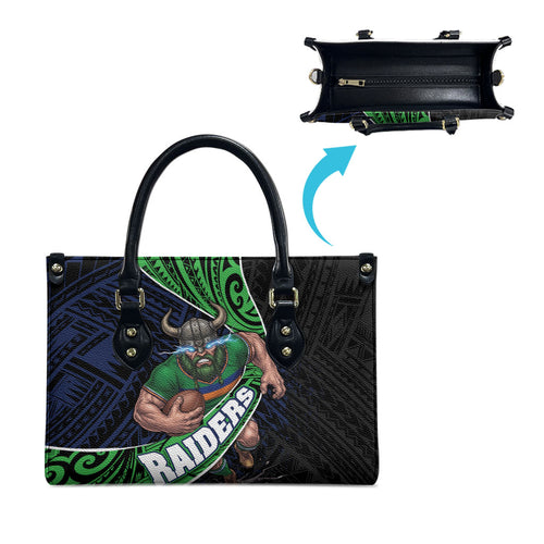 Canberra Raiders Rugby Leather Bag Tribal Polynesian Power Art - Lightning Mascot