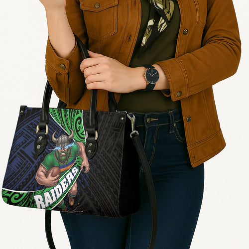 Canberra Raiders Rugby Leather Bag Tribal Polynesian Power Art - Lightning Mascot