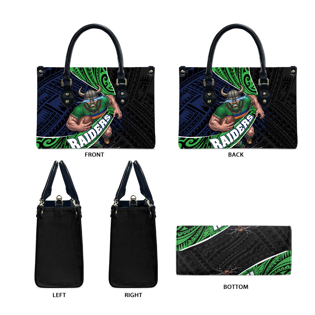 Canberra Raiders Rugby Leather Bag Tribal Polynesian Power Art - Lightning Mascot