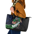 Canberra Raiders Rugby Leather Tote Bag Tribal Polynesian Power Art - Lightning Mascot