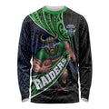 Canberra Raiders Rugby Long Sleeve Shirt Tribal Polynesian Power Art - Lightning Mascot