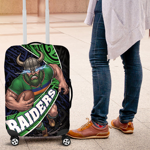 Canberra Raiders Rugby Luggage Cover Tribal Polynesian Power Art - Lightning Mascot