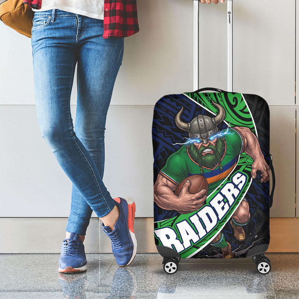 Canberra Raiders Rugby Luggage Cover Tribal Polynesian Power Art - Lightning Mascot
