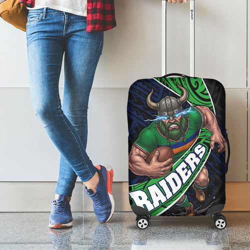 Canberra Raiders Rugby Luggage Cover Tribal Polynesian Power Art - Lightning Mascot