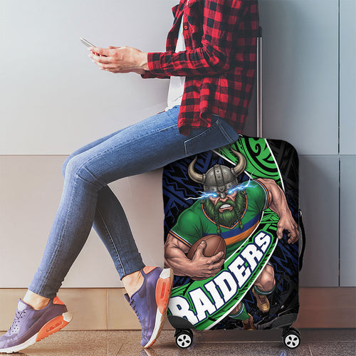 Canberra Raiders Rugby Luggage Cover Tribal Polynesian Power Art - Lightning Mascot