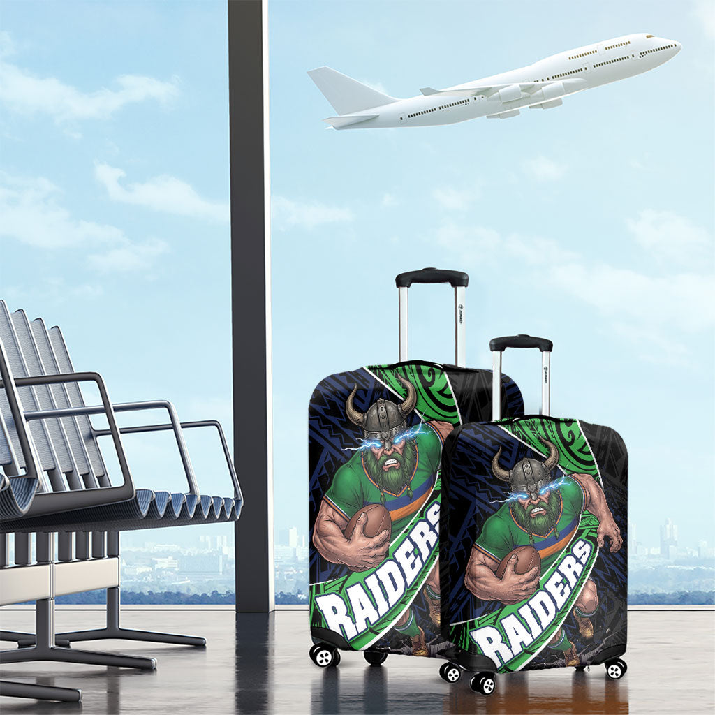 Canberra Raiders Rugby Luggage Cover Tribal Polynesian Power Art - Lightning Mascot
