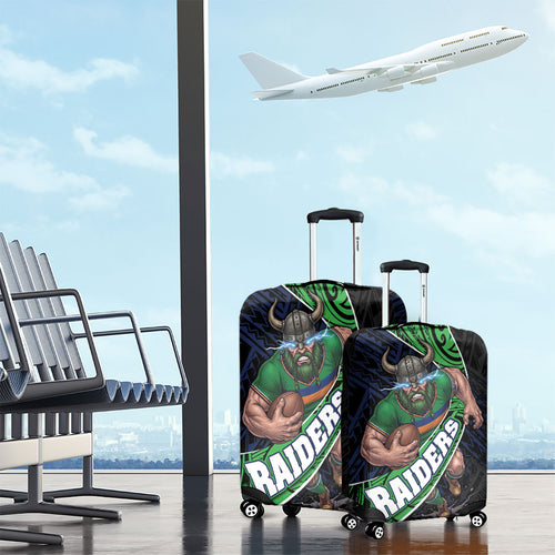 Canberra Raiders Rugby Luggage Cover Tribal Polynesian Power Art - Lightning Mascot