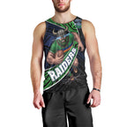 Canberra Raiders Rugby Men Tank Top Tribal Polynesian Power Art - Lightning Mascot