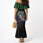 Canberra Raiders Rugby Mermaid Dress Tribal Polynesian Power Art - Lightning Mascot