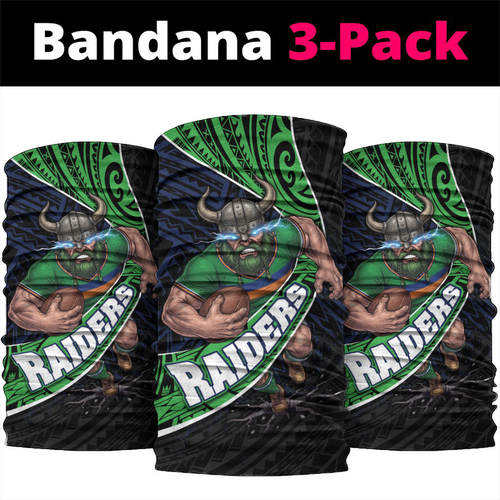 Canberra Raiders Rugby Neck Gaiter Tribal Polynesian Power Art - Lightning Mascot