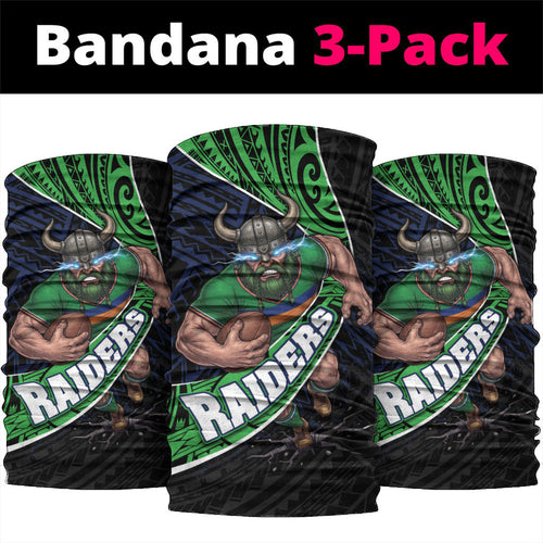 Canberra Raiders Rugby Neck Gaiter Tribal Polynesian Power Art - Lightning Mascot