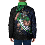 Canberra Raiders Rugby Padded Jacket Tribal Polynesian Power Art - Lightning Mascot