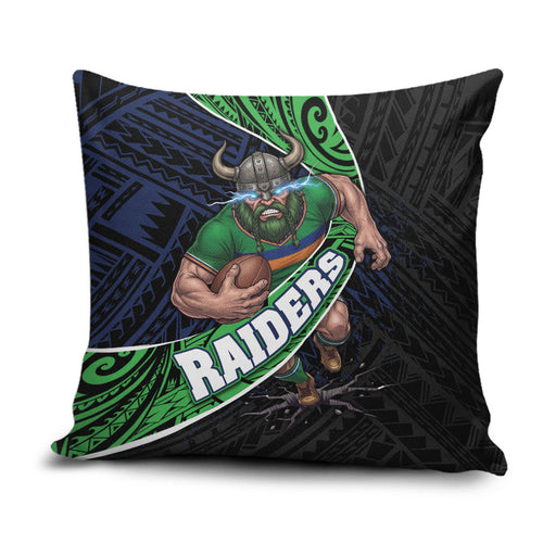 Canberra Raiders Rugby Pillow Cover Tribal Polynesian Power Art - Lightning Mascot