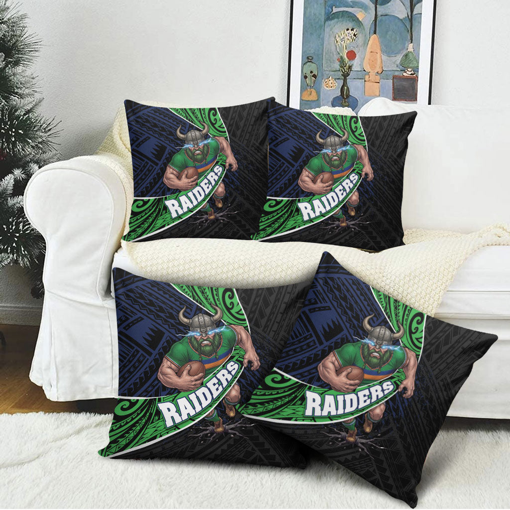 Canberra Raiders Rugby Pillow Cover Tribal Polynesian Power Art - Lightning Mascot