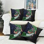 Canberra Raiders Rugby Pillow Cover Tribal Polynesian Power Art - Lightning Mascot