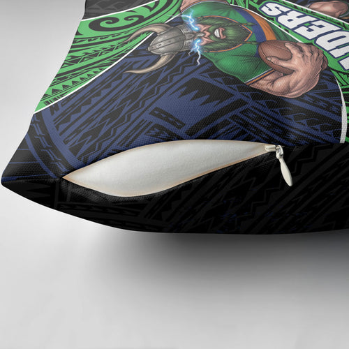 Canberra Raiders Rugby Pillow Cover Tribal Polynesian Power Art - Lightning Mascot